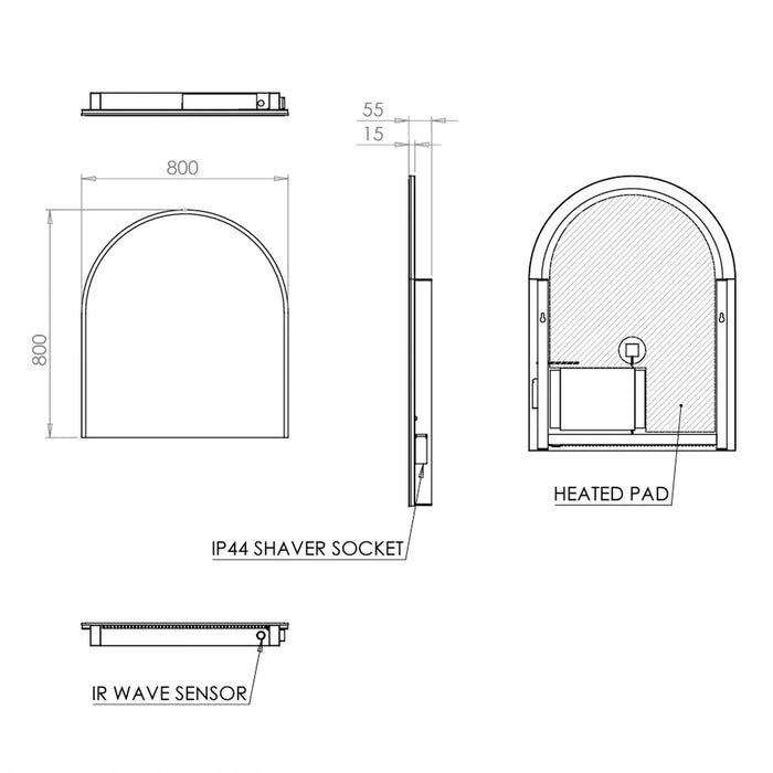 HiB Alba Arch Illuminated LED Mirror - Illuminated Mirrors