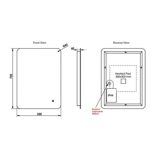 HiB Ambience 50 Steam Free Illuminated LED Mirror - 700mm x