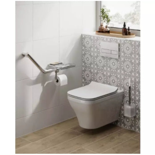 HiB Angled Grab Rail with Toilet Roll Holder and Shelf