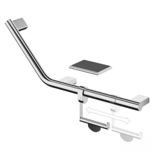 HiB Angled Grab Rail with Toilet Roll Holder and Shelf