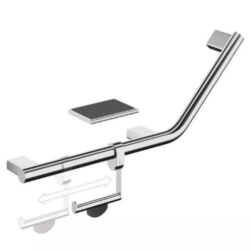 HiB Angled Grab Rail with Toilet Roll Holder and Shelf