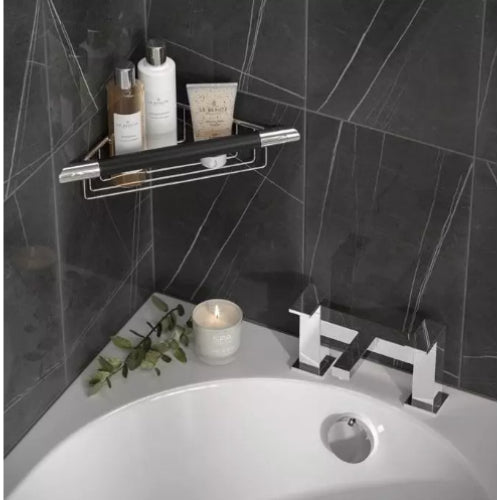 HiB Corner Shower Basket with Grab Bar - Chrome - Shower
