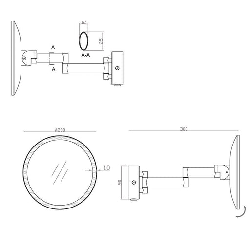 HiB Eclipse Round LED Magnifying Mirror With Rocker Switch