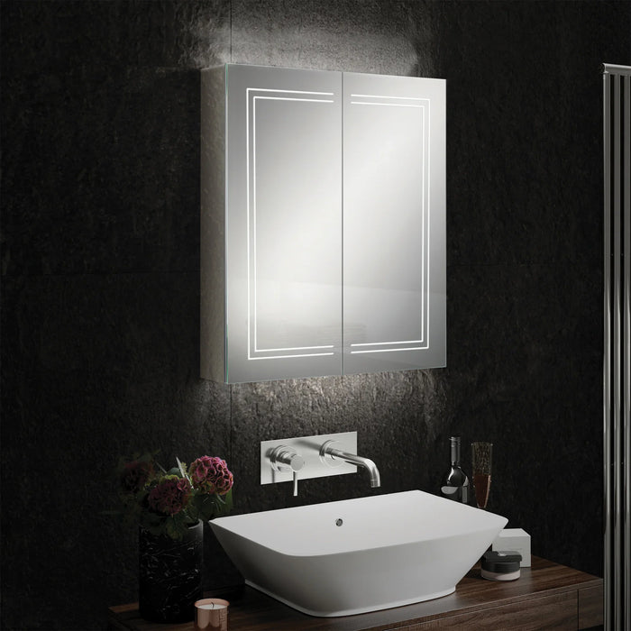 HiB Edge 2 Door Illuminated LED Mirror Cabinet - Aluminium