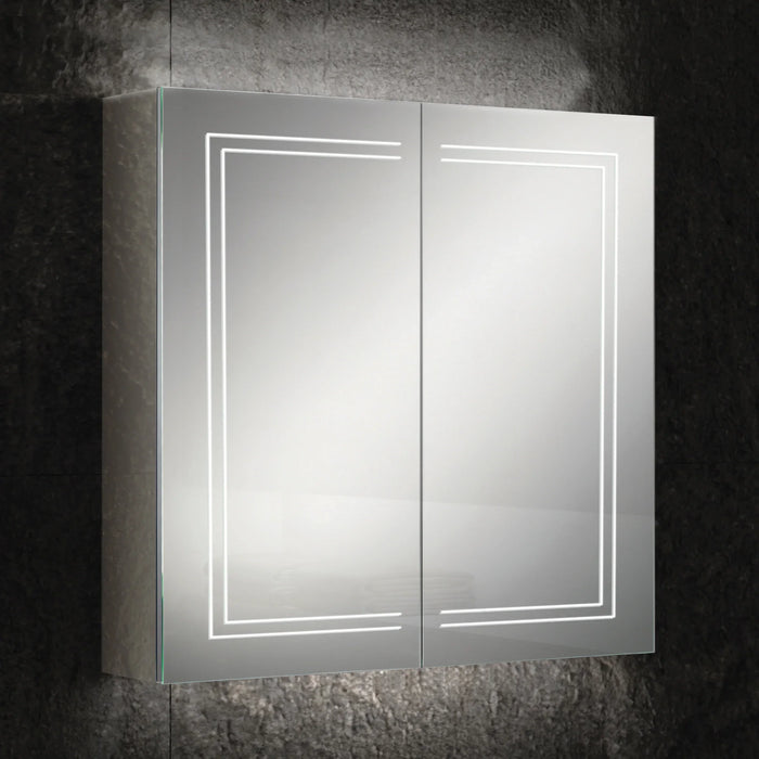 HiB Edge 2 Door Illuminated LED Mirror Cabinet - Aluminium