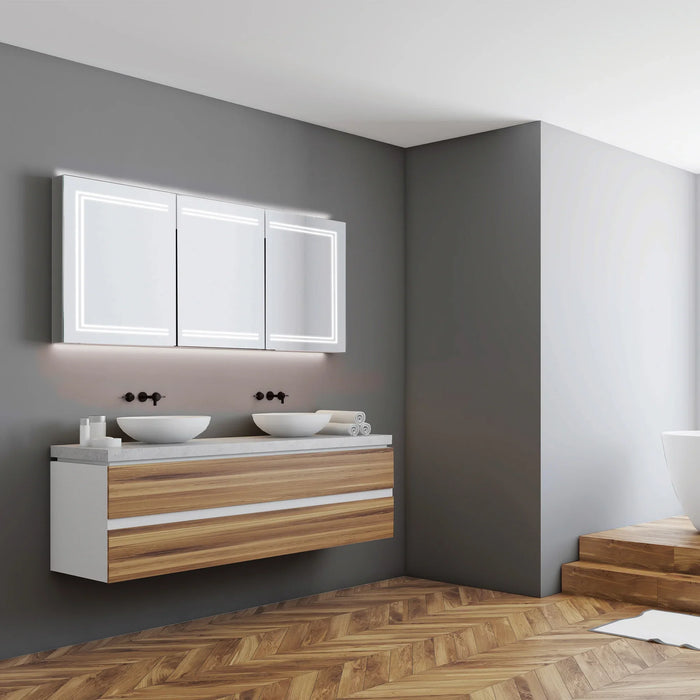 HiB Edge 3 Door Illuminated LED Mirror Cabinet - 700mm x