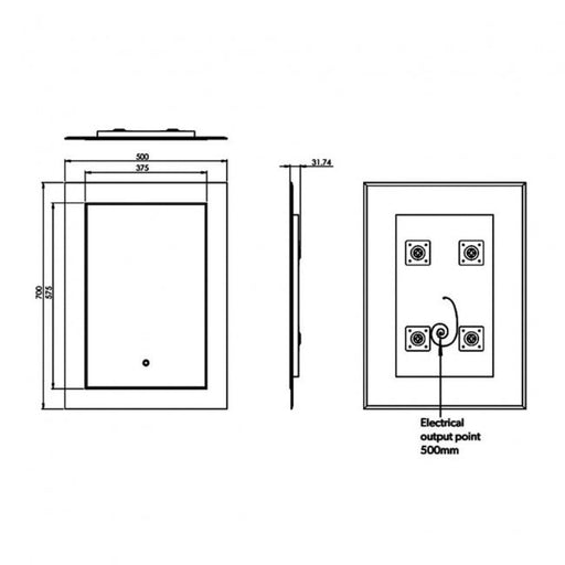 HiB Element 50 Illuminated LED Mirror With Charging Frame