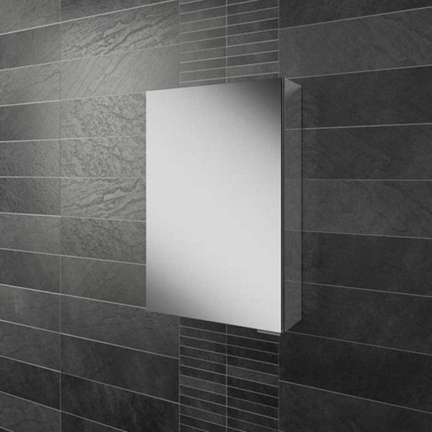 HiB Eris 1 Door Mirror Cabinet - Aluminium - 600mm x 400mm