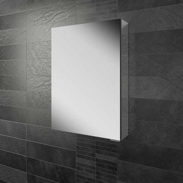 HiB Eris 1 Door Mirror Cabinet - Aluminium - 700mm x 500mm