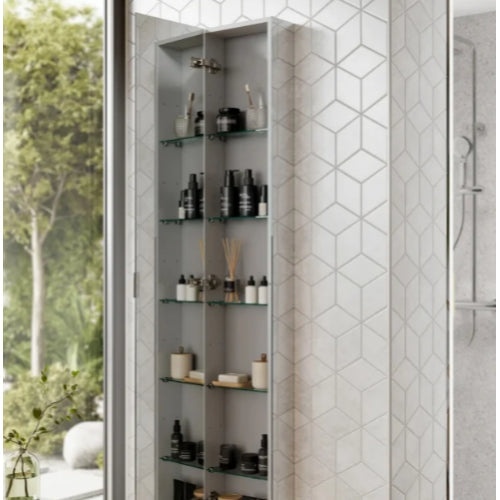 HiB Eris 1 Door Mirror Cabinet - Aluminium - Non