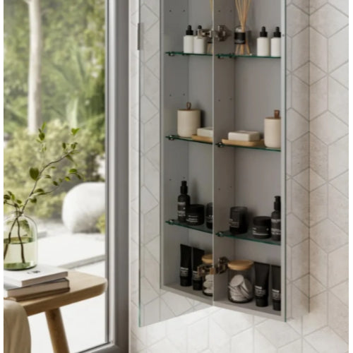 HiB Eris 1 Door Mirror Cabinet - Aluminium - Non