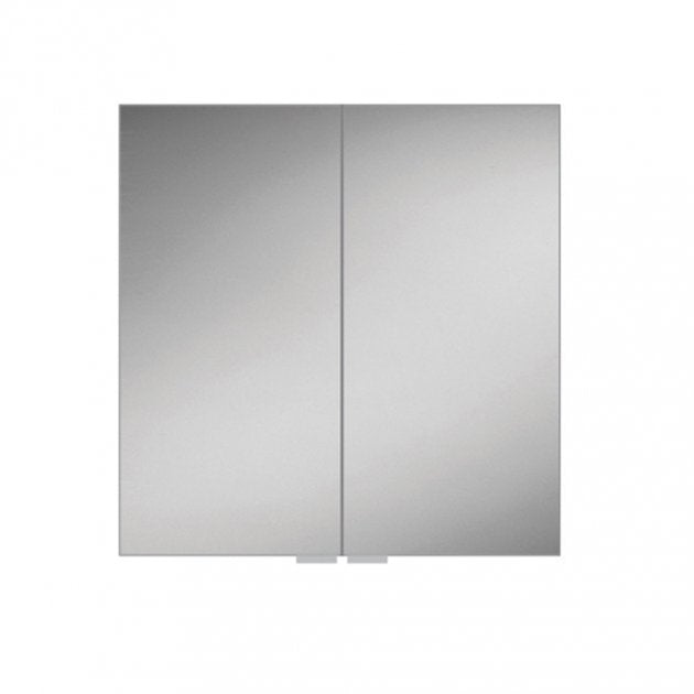 HiB Eris 2 Door Mirror Cabinet - Aluminium - 700mm x 800mm