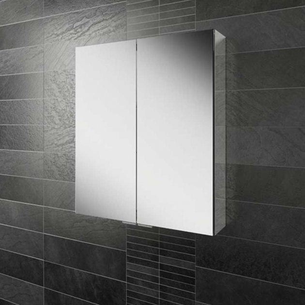 HiB Eris 2 Door Mirror Cabinet - Aluminium - Non