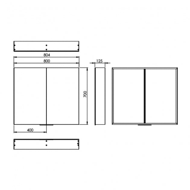 HiB Eris 2 Door Mirror Cabinet - Aluminium - Non