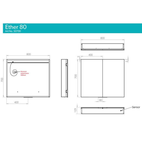 HiB Ether 2 Door Illuminated LED Mirror Cabinet
