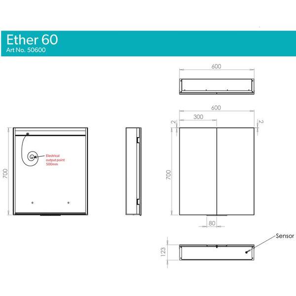 HiB Ether 2 Door Illuminated LED Mirror Cabinet