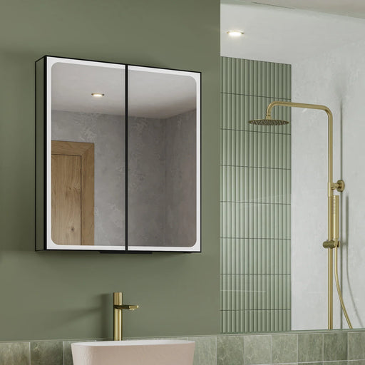 HIB Euna 2 Door Illuminated LED Mirror Cabinet - 600mm