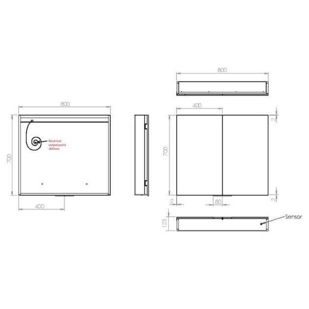 HiB Exos 2 Door Illuminated LED Mirror Cabinet