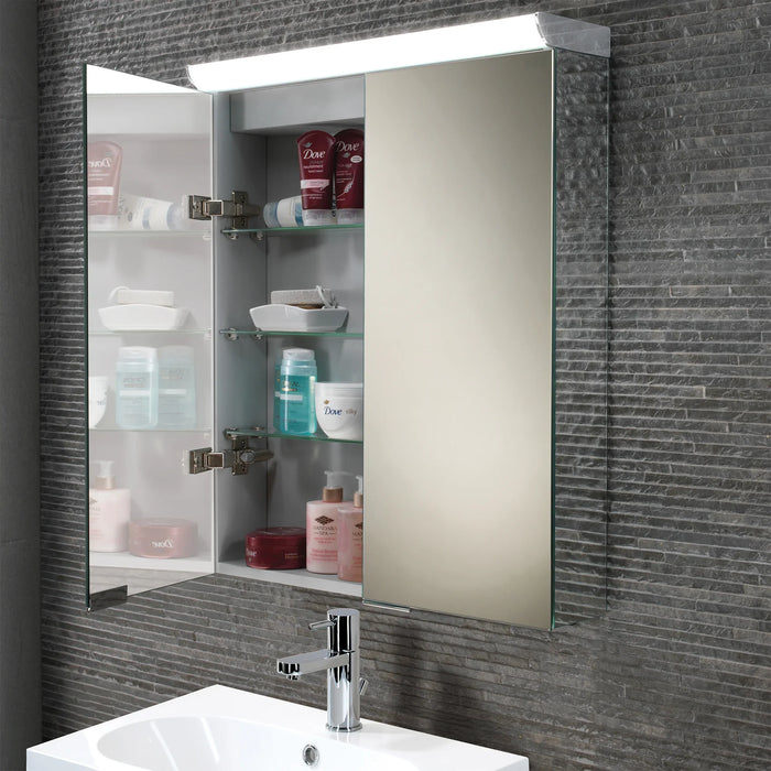 HiB Flare 2 Door Illuminated Mirror Cabinet - 700mm x 600mm