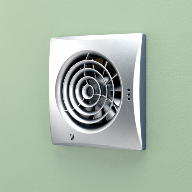 HiB Hush Wall Mounted Bathroom Fan With Timer - 158mm x