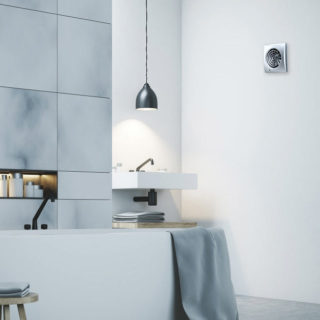 HiB Hush Wall Mounted Bathroom Fan With Timer - 158mm x