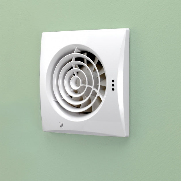 HiB Hush Wall Mounted Bathroom Fan With Timer - 158mm x