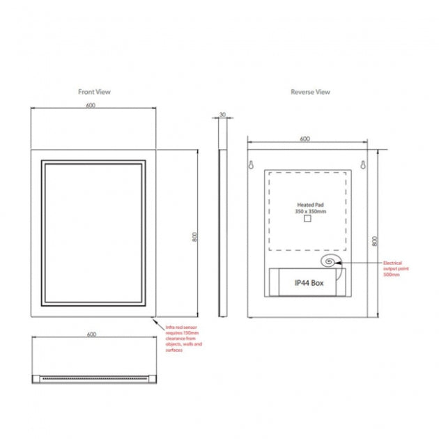 HiB Outline Back - Lit Illuminated LED Mirror - Illuminated