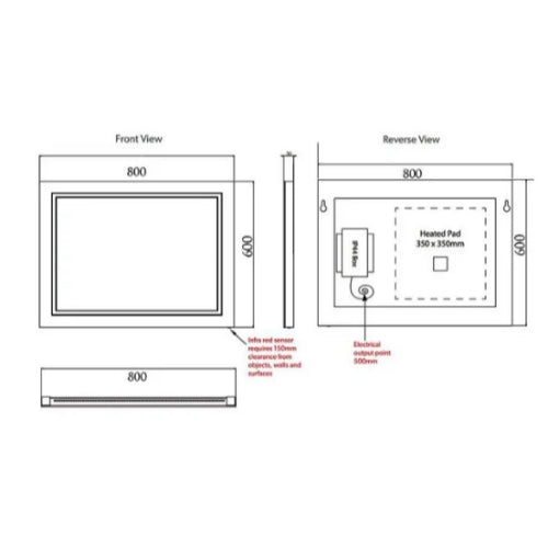 HiB Outline Back - Lit Illuminated LED Mirror - Illuminated