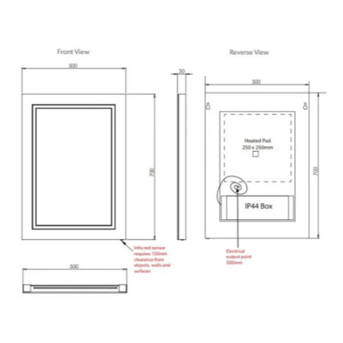 HiB Outline Back - Lit Illuminated LED Mirror - Illuminated