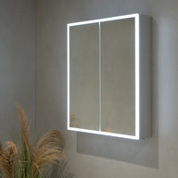 HiB Qubic 2 Door Illuminated LED Mirror Cabinet - Aluminium