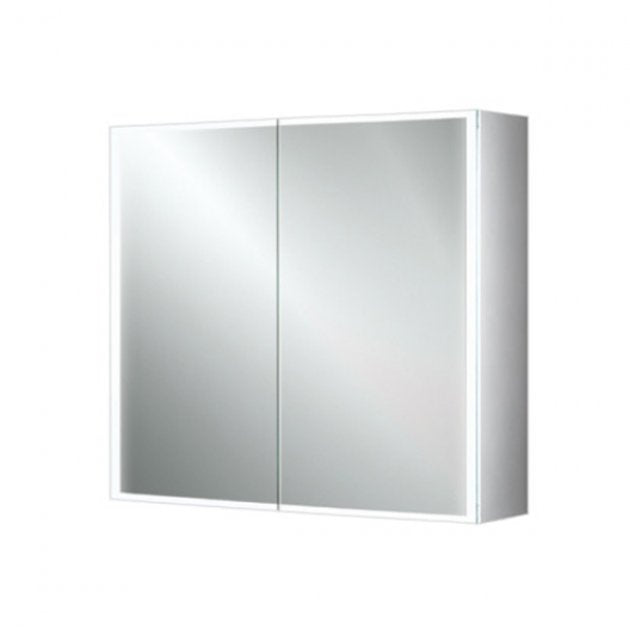 HiB Qubic 2 Door Illuminated LED Mirror Cabinet - Aluminium