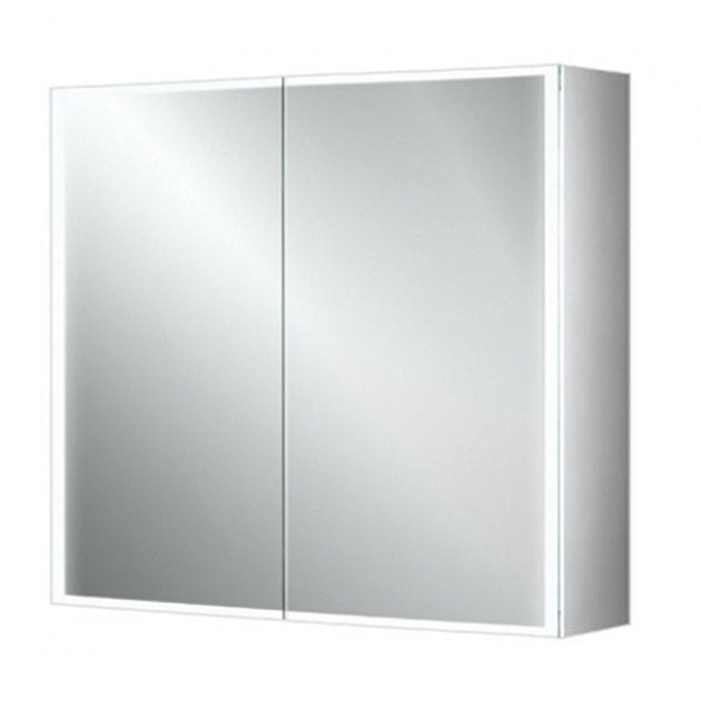 HiB Qubic 2 Door Illuminated LED Mirror Cabinet - Aluminium