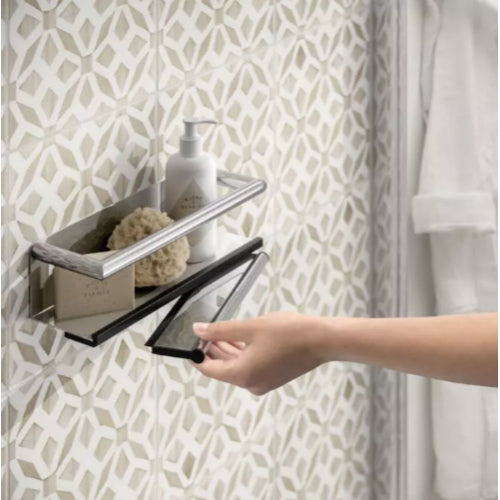 HiB Shower Basket with Grab Bar and Magnetic Squeegee
