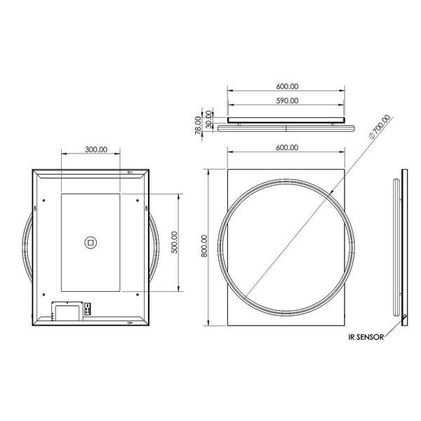 HiB Solas Elegant Circular Illuminated LED Mirror