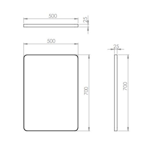 Hib Trim Curve Non - Illuminated Mirror - 500mm Wide