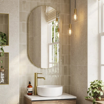 HiB Trim Pill Non-Illuminated Mirror - Brushed Brass - Non