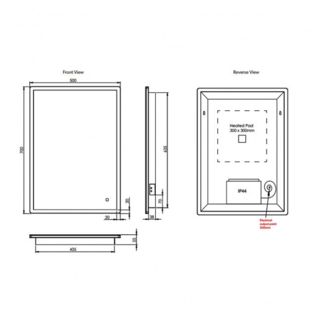 HiB Vega Portrait Demistable Illuminated LED Mirror