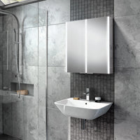 HiB Xenon 2 Door Illuminated LED Mirror Cabinet - Aluminium