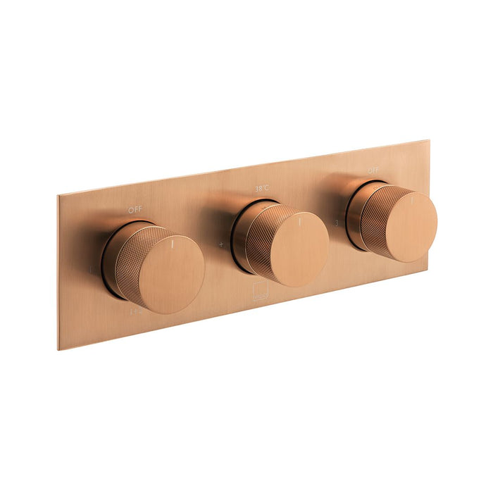 Vado Individual Origins Knurled Tablet Horizontal 3 Outlet Thermostatic Concealed Shower Valve With All-Flow Function