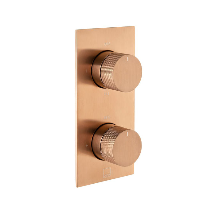 Vado Individual Origins Knurled Tablet Vertical 2 Outlet Concealed Thermostatic Shower Valve