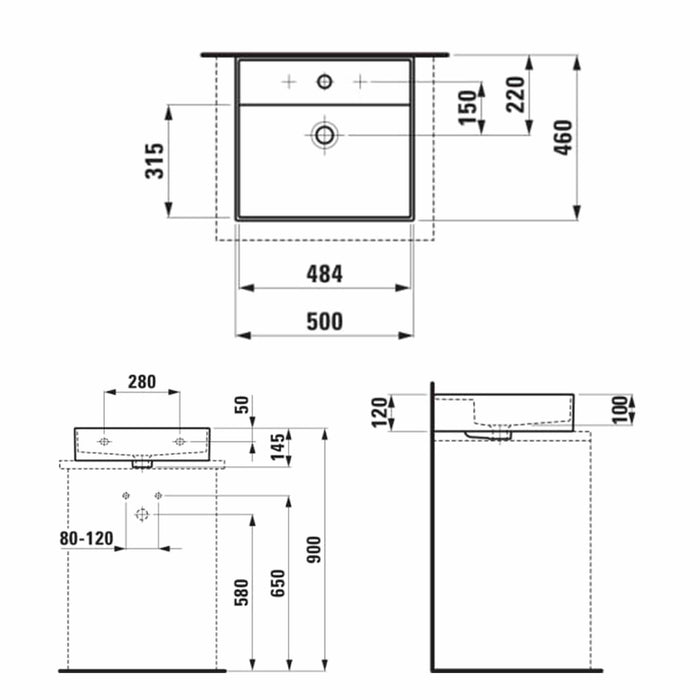 Laufen Kartell Washbasin Rectangular - Wall Hung Basins