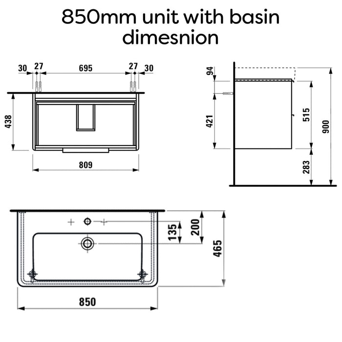 Laufen pro S Base Two Drawer Wall Hung Vanity Unit