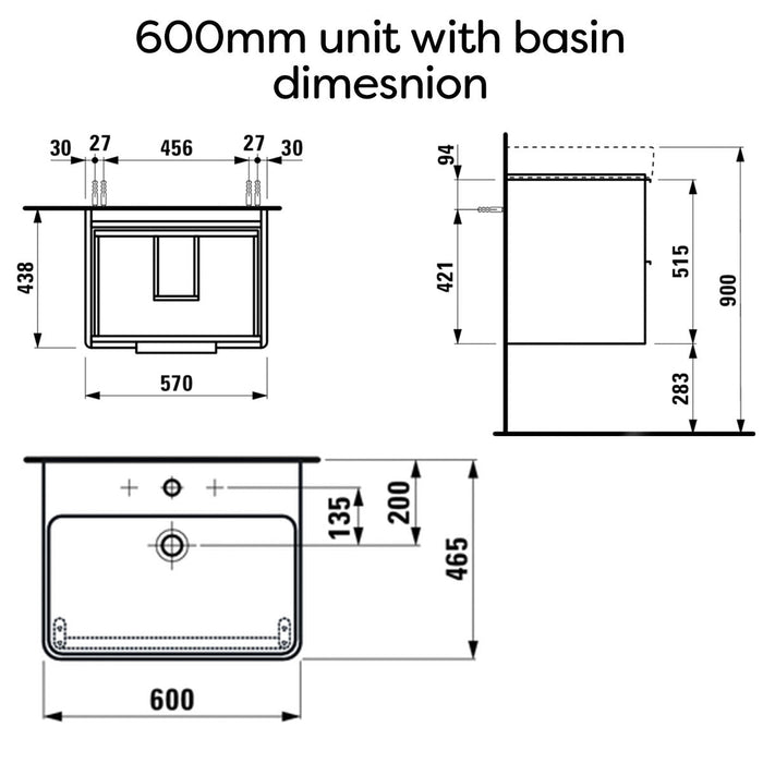 Laufen pro S Base Two Drawer Wall Hung Vanity Unit