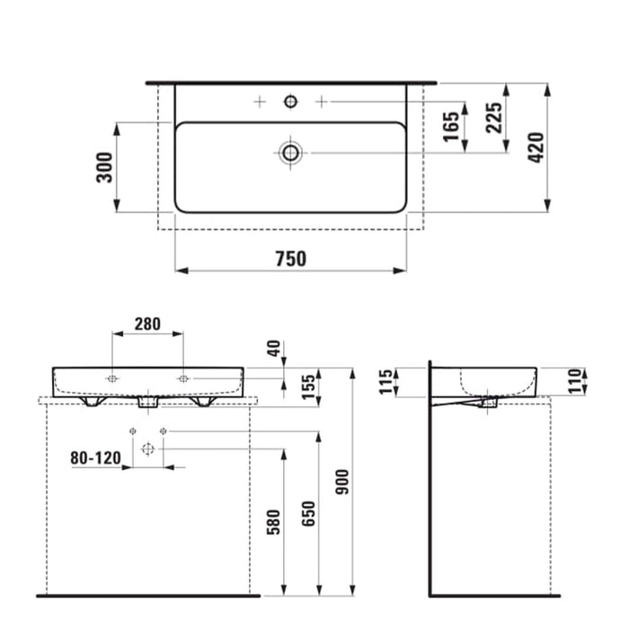 Laufen Val Washbasin - Gloss White - Wall Hung Basins