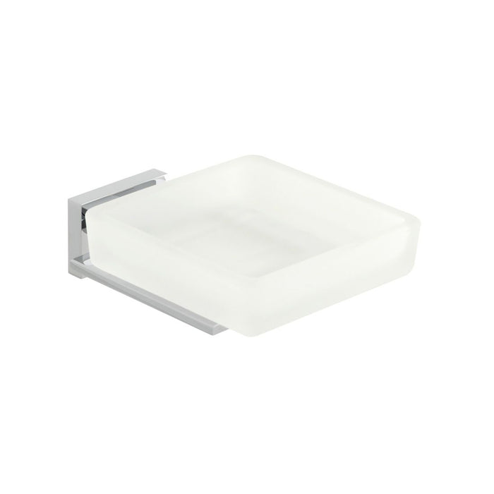Vado Level Frosted Glass Soap Dish And Holder - Chrome