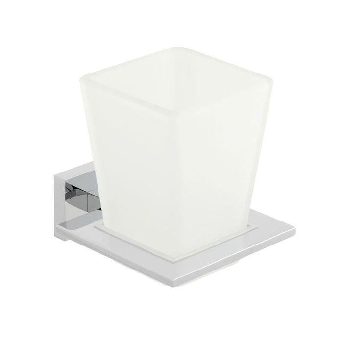 Vado Level Frosted Glass Tumbler And Holder - Chrome
