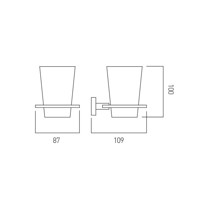 Vado Level Frosted Glass Tumbler And Holder - Chrome