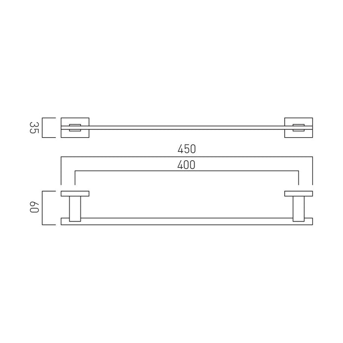 Vado Level Towel Rail - 450mm Long - Chrome
