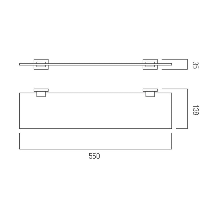 Vado Level Frosted Glass Shelf - 550mm Long - Chrome