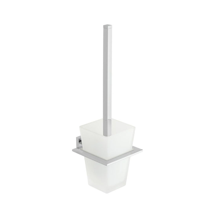 Vado Level Toilet Brush And Frosted Glass Holder - Chrome